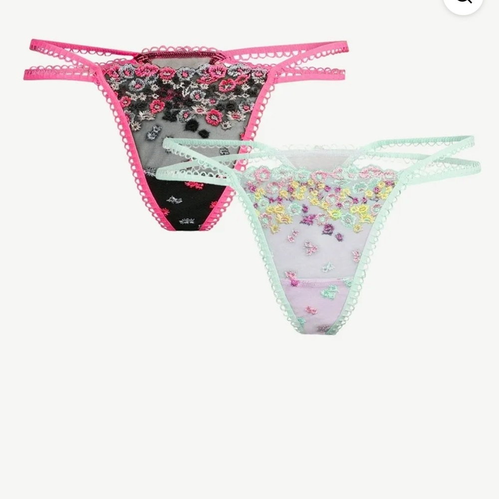 Sofia Intimates by Sofia Vergara Embroidered 2Thong Panties Orchid Bloom NWT XXL
